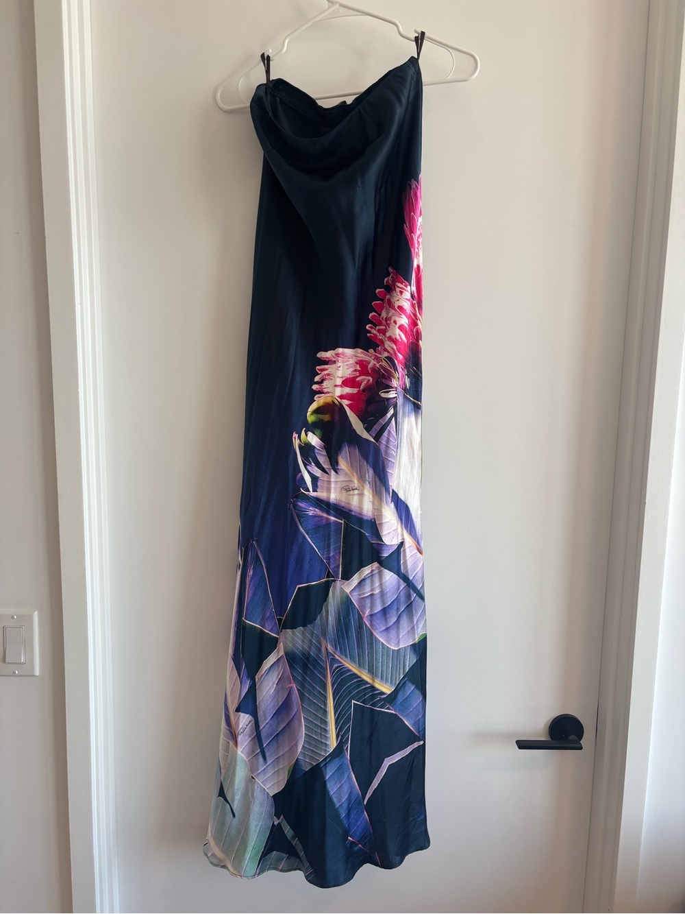 Roberto Cavalli 100% Silk Navy Maxi Dress